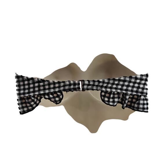 Forever 21 Black White Check Retro High Waist Bikini Set Ruffle Womens Xlarge - Picture 6 of 7